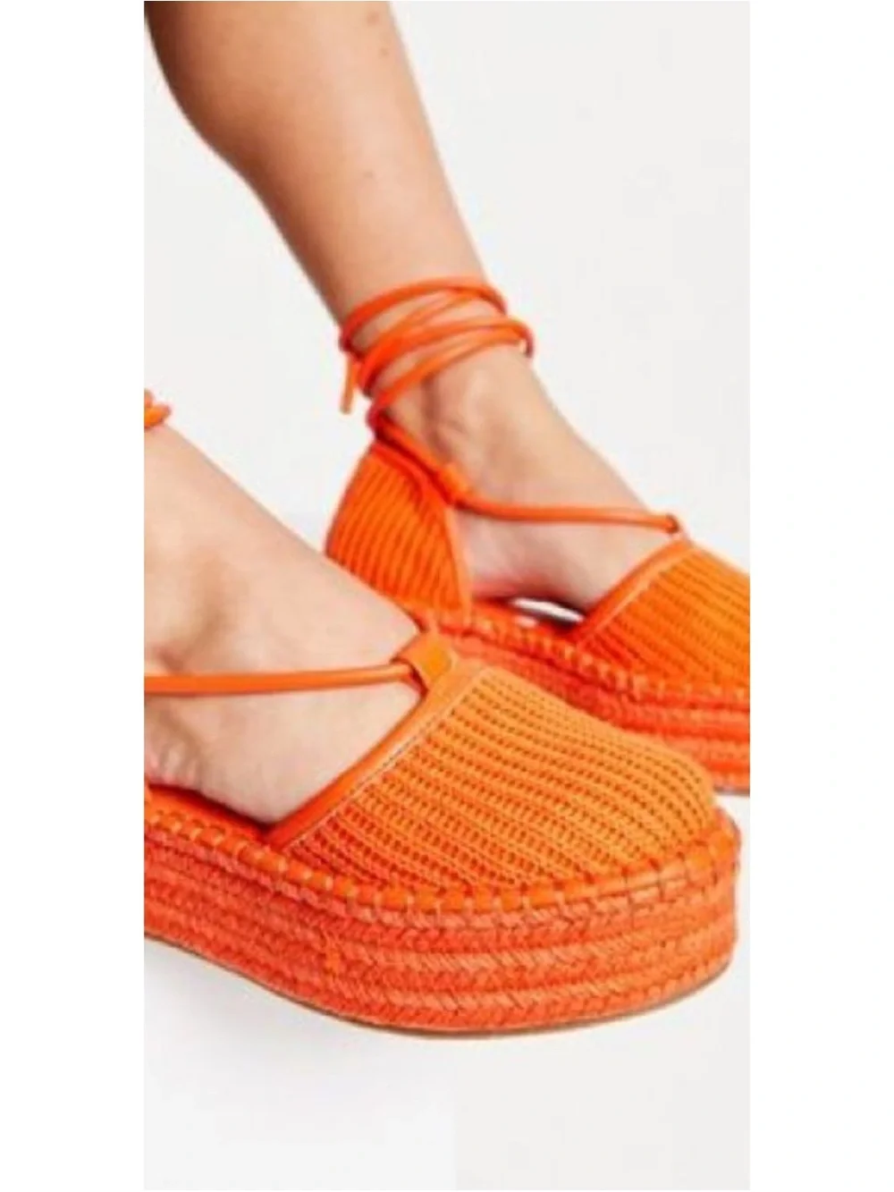ASOS Design Orange Espadrilles Braided Strappy Round Closed Platform Sandals